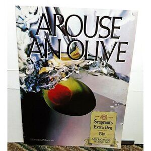 1987 Seagrams Extra Dry Gin Arouse An Olive Original print ad vintage 80s